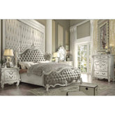 Versailles Vintage Gray PU & Bone White Queen Bed Model 21150Q By ACME Furniture